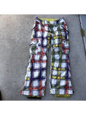 Burton Cool Flavors Dryride Snow Pants Women Bright Purple Plaid Size Medium